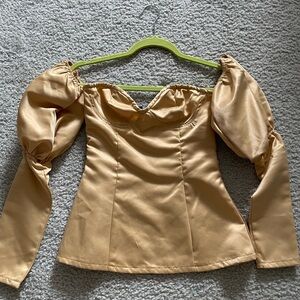 Pretty Little Thing yellow puff sleeve top size 2